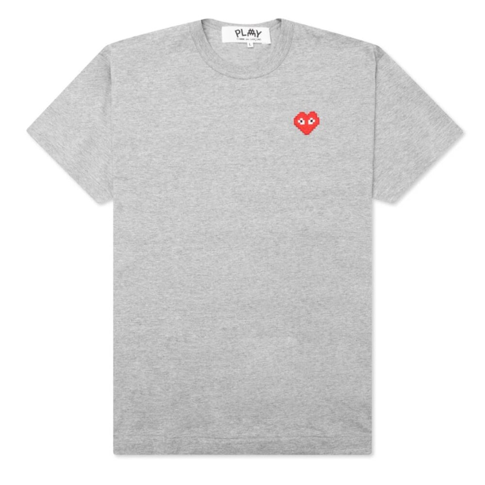 Comme des Garçons Play X The Artist Invader Crewneck T-Shirt Men's Gray X-Large
